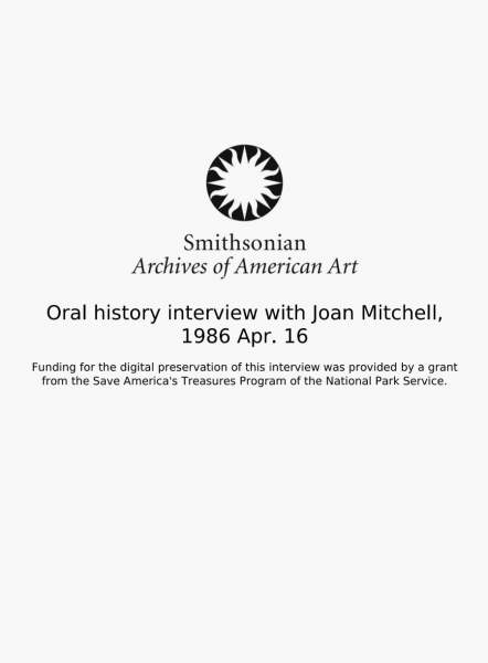 Oral history interview with Joan Mitchell,… | Joan Mitchell Foundation